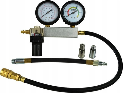 Set tester kompresioni dhe vakumi Rockforce RF-902G3, për motorë benzine, me manometër analog, i kuq