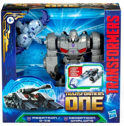 Set lodrash Hasbro Transformers One, Megatron D-16 dhe Decepticon Whirlwing, figurë 14cm, 2 figura, gri