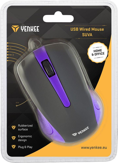 Глушец Yenkee YMS, со кабел, USB, црна и vjollcë