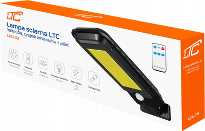 Llambë muri LTC Solar, 30W, 2000lm, 2400mAh, e zezë