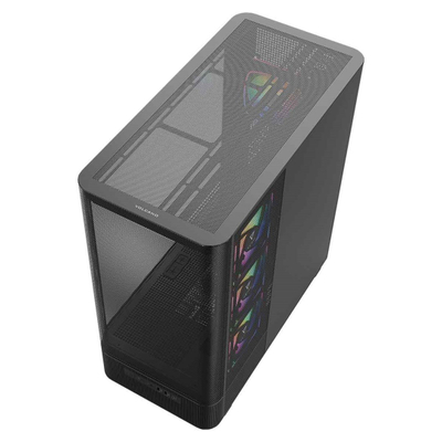 Kuti gaming MODECOM Volcano AQ400 ARGB, MIDI Tower, 4 ventilatorë ARGB, e zezë