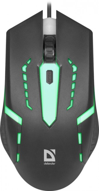 Mашина за глушец Defender Hit MB-601, со USB кабел, RGB осветлување, црна