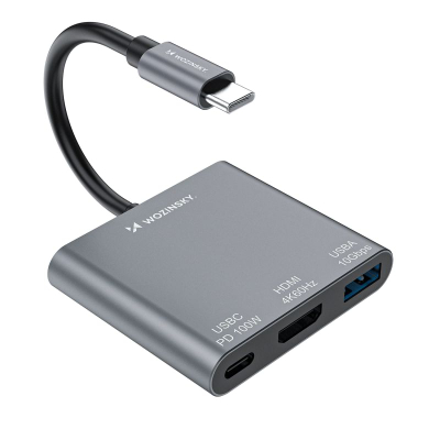 Hub USB C Wozinsky WHCH-01, PD 100W, HDMI 4K, gri