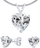 Set bizhuterish argjendi Heart, kristal transparent, rodium, argjendtë