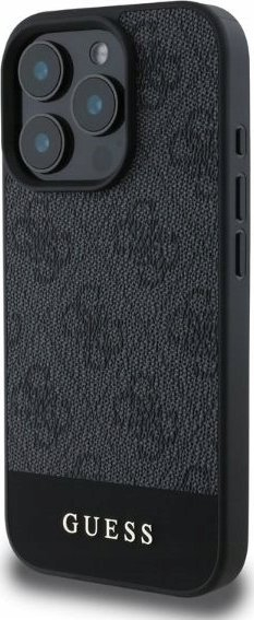 Kapak telefoni Guess PU 4G Stripe për iPhone 16 Pro Max, silikon, gri