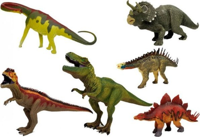 Set lodrash dinosauri Dinosaur Figurines, 6 copë, figura të mëdhaja, shumëngjyrëshe