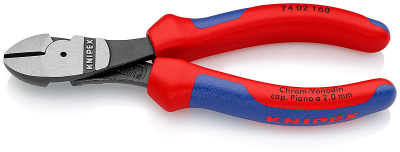 Prerëse diagonale Knipex 7402160, levë e lartë, 160mm, e kuqe blu
