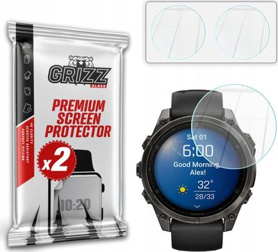 Set mbrojtës ekrani 2 copë për Garmin Fenix 8 47mm, xham hibrid 9H, transparent