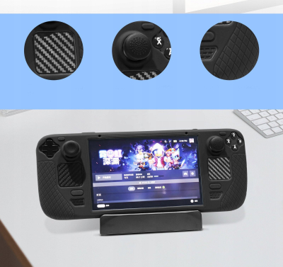 Mbrojtëse silikoni për Steam Deck JYS JYS-SD011, me kapakë gome për butona, e zezë