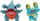 Figurina lodër Pokémon Battle Figure, Gible edhe Froakie, set 2 copë, shumëngjyrëshe