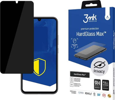Xham mbrojtës 3MK HardGlass Max Privacy për Samsung Galaxy A34 5G, fullscreen, i zi
