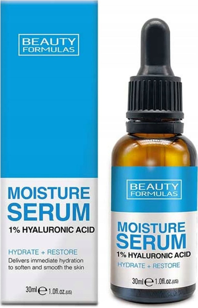 Serum për fytyrën Beauty Formulas Moisture, 1% acid hialuronik, super hidratues, 30 ml