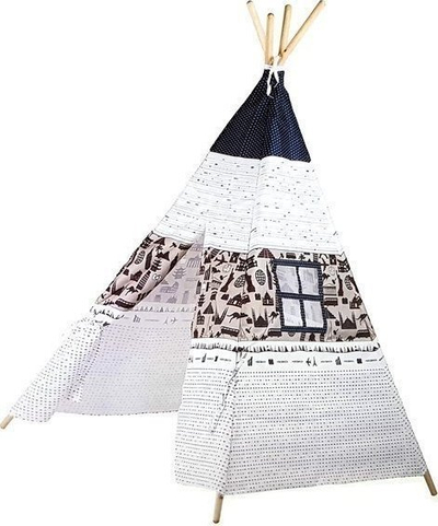 Çadër loje tipi Teepee me dinosaurë, e papërshkueshme nga uji, bezhë