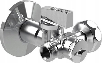 Valvul këndore Arco DUAL2902, 1/2" 3/4" 3/8", për lavatriçe, e kromuar