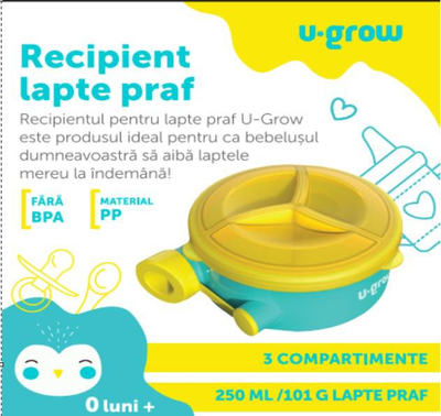 Kontejner për qumësht pluhur U-Grow, 3 ndarje, 250ml, shumëngjyrësh