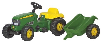 Играчка возило John Deere детски трактор со приколка, со педали, зелена