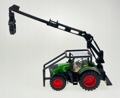 Lodër traktor BBurago Fendt 1050 Vario, me krah për ngarkim trungjesh, metal die cast, jeshil
