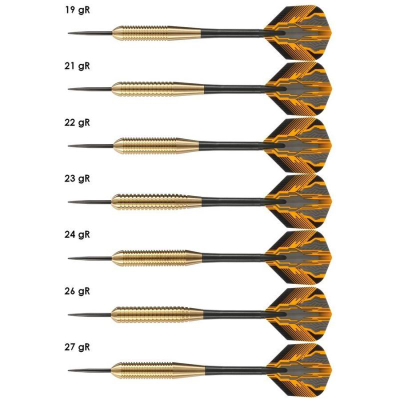 Shigjeta dart Harrows Club Brass Steeltip, trup bronzi, bosht najloni, shumëngjyrëshe