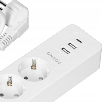 Zgjatues inteligjent Orno Tuya, 3 priza Schuko, Wi Fi, i bardhë