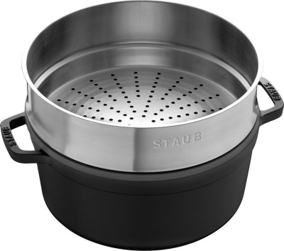 Tenxhere gize STAUB Round, prej gize, për soba me induksion, e zezë