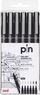 Set fineliner Uni Pin, 6 copë, rezistent ndaj ujit, ngjyrë e zezë