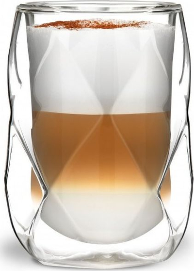 Set gota xhami Vialli Design Geo, 2 copë, 350 ml, me mur të dyfishtë, transparente