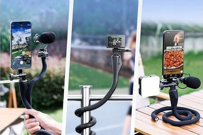 Mbajtëse magnetike telefoni JJC TP FT3 me tub fleksibël, e zezë
