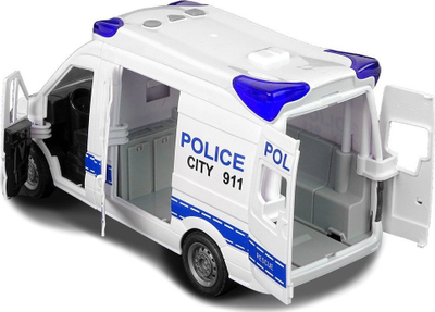 Makine policie interaktive LeanToys, me drita dhe zhurma, me dyer që hapen, e bardhë