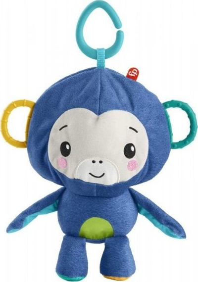 Lodër pelushi Fisher-Price majmun i butë 2‑në‑1, 15 x 11 x 16 cm, blu