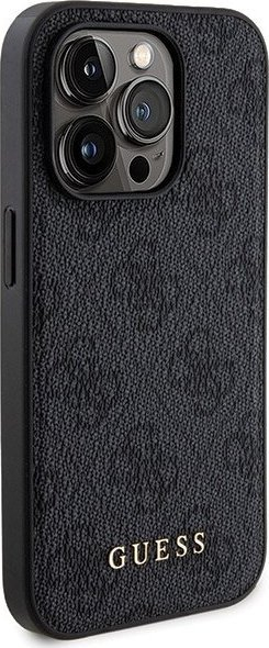Set aksesore Guess 4G Metal Logo për iPhone 14 Pro, kuti telefoni, powerbank 5000mAh, i zi