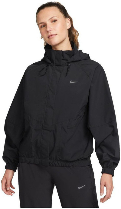 Спортска јакна Nike Storm-FIT за жени, со капуљача, отпорна на ветер, црна