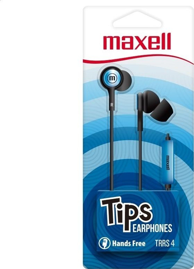 Kufje Maxell Tips in-ear me mikrofon, blu e zezë