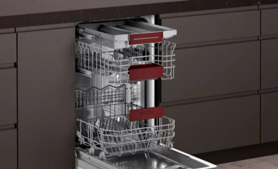 Lavastovilje e integrume e ngushtë Neff S855EMX16E, 10 sete, 45 cm, e zezë