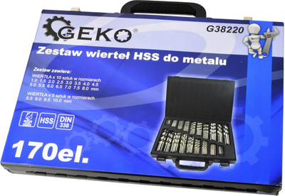 Цилиндричен сет вежби Geko HSS, 1.0-10.0 mm, метал дрво пластика