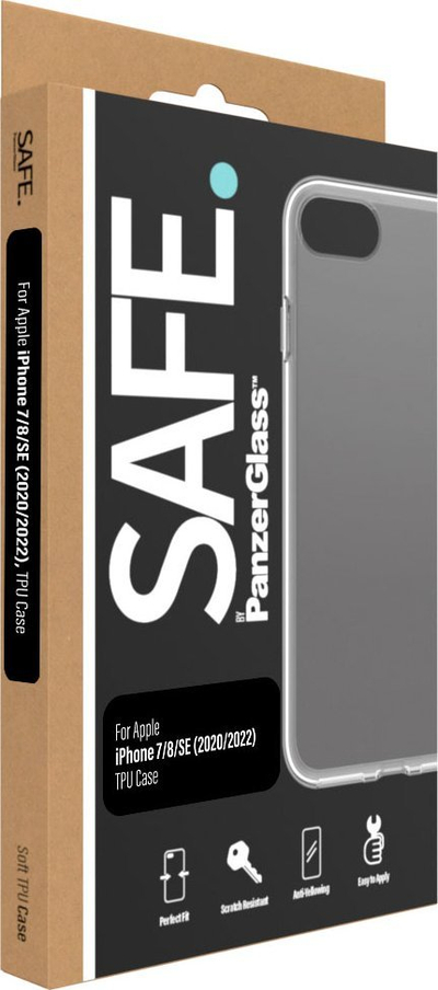 Futrollë PanzerGlass SAFE ClearCase për iPhone SE 2020 2022 8 7, TPU, rri me MagSafe, transparente