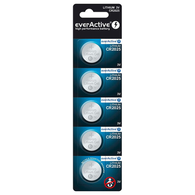 Bateri litium EverActive CR2025, 3V, 150mAh, paketim 5 copë