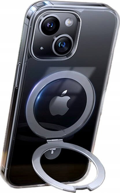 Maskë telefoni Torras UPRO Ostand për iPhone 15, me unazë mbajtëse, transparente