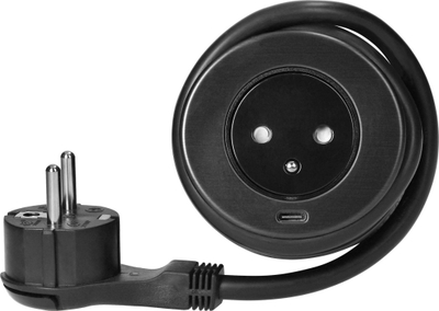 Prizë mobile ORNO OR GM 9018, 1x 2P+E, USB 3.0, inox i zi