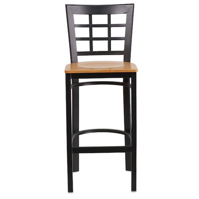 Karrige bar Flash Furniture, ulëse druri natyral, kornizë metalike e zezë, 27.13-in