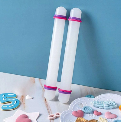 Okllai i drejt për fondant, 34 cm, plastikë, i bardhë