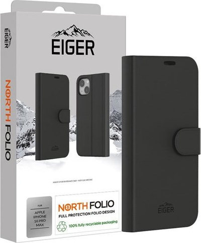 Kase telefoni Eiger North Folio për iPhone 16 Pro Max, portofol, e zezë