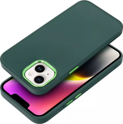 Mbrojtëse telefoni FRAME për iPhone 15, TPU matte, kornizë e fortë kamere, jeshile e errët