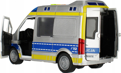 Makinë lodër policie Mega Creative 520414, me dritë edhe zë, me dyer që hapen, e bardhë me bojë të kaltër