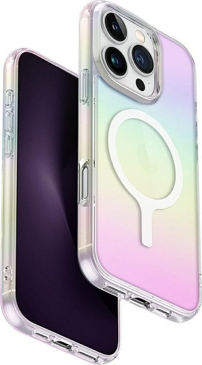 Mbështjellëse telefoni Uniq Iridescia MagClick, për iPhone 16 Pro, holografike, transparente