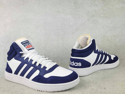 Atlete Adidas Hoops 3.0 Mid M IG1432, për burra, të bardha me blu