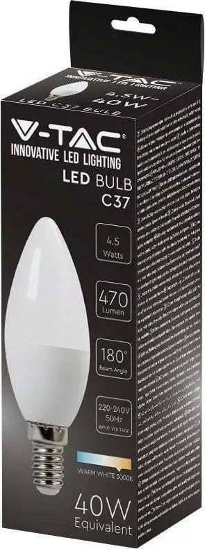 Llambë LED V-TAC VT-1855, 4.5W, E14, 6500K, 470lm