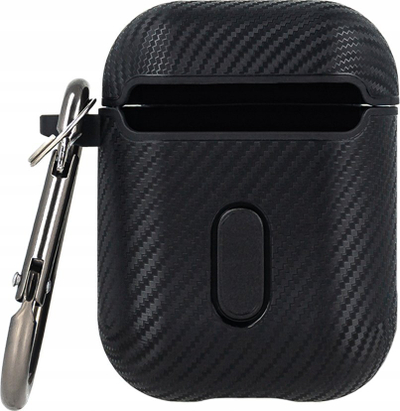 Mbulesë kufjesh OEM Carbon për AirPods Pro, karabinë metalike, model karboni, e zezë