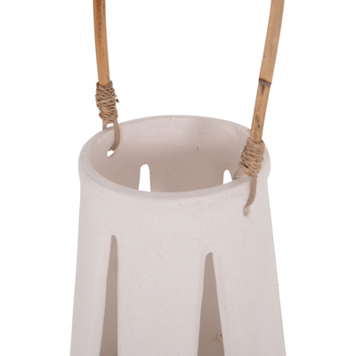 Fener dekorativ HomeMarkt Erantyl, ratan tavoline, 17 cm, i bardhë