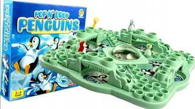 Lojë tavoline Lean Toys Pop N’ Drop Penguins, 24x24cm, për 2-4 lojtarë, shumëngjyrëshe