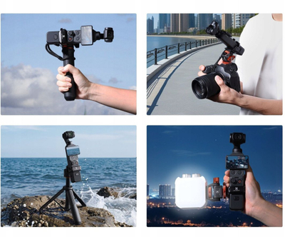 Mbajtëse kamerë K&F Concept KF20.0023, për DJI Osmo Pocket 3/4, fije 1/4", GoPro mount, e zezë